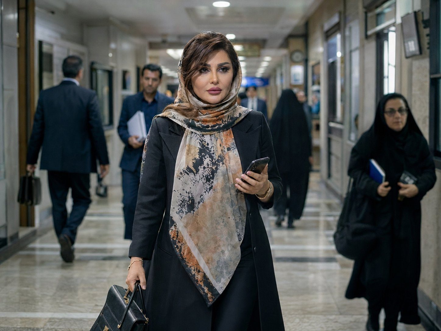 وکیل ایرانی در راهروی دادگاه